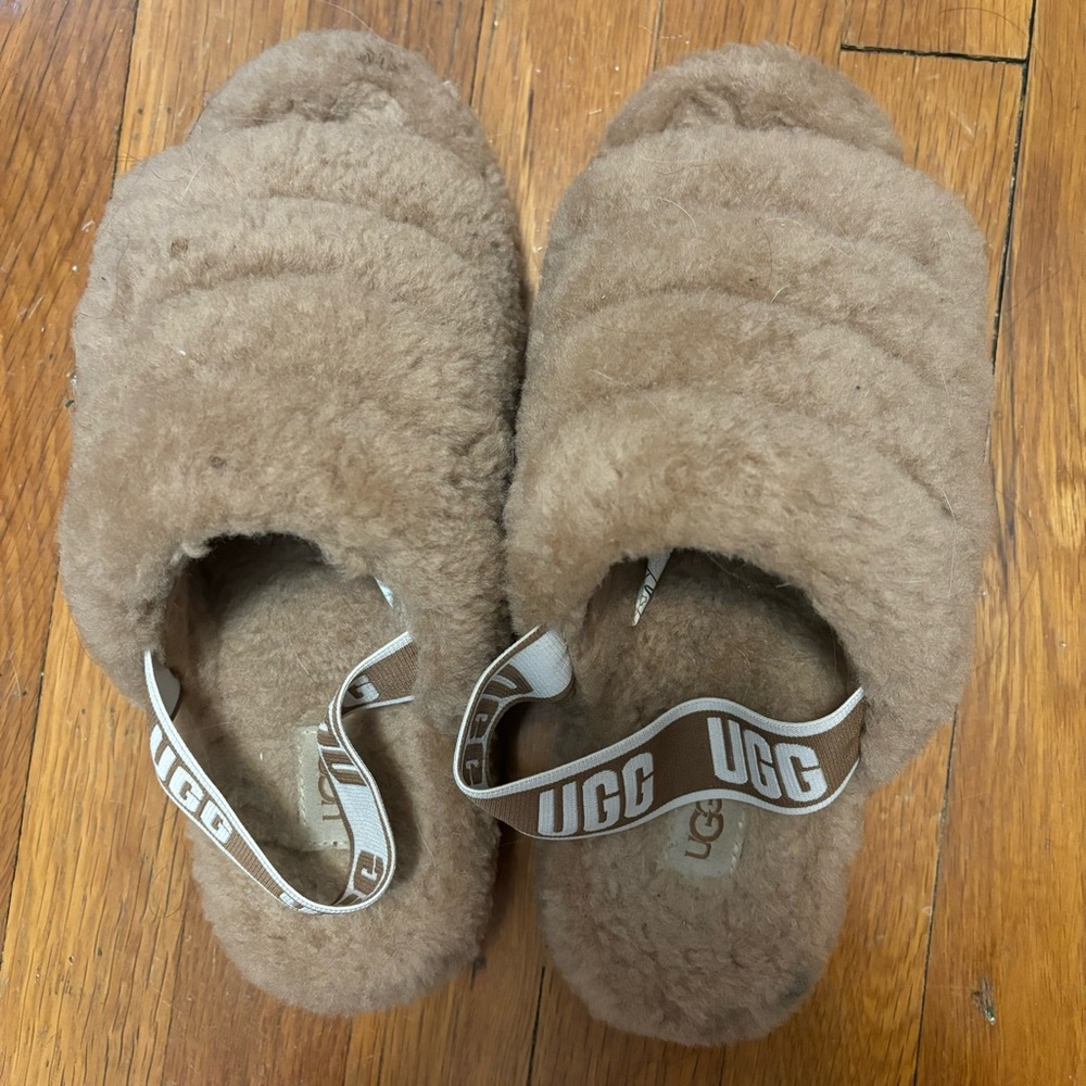 UGG Tan Fluffy Slippers